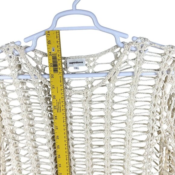 Superdown Med Miranda Crochet Mini Dress Open-Knit Bell Sleeves Beachy Vacation - Picture 9 of 16